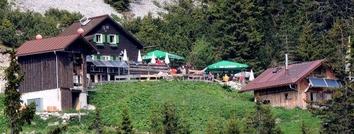 Tannheimer Hütte vom Gimpelhaus gesehen