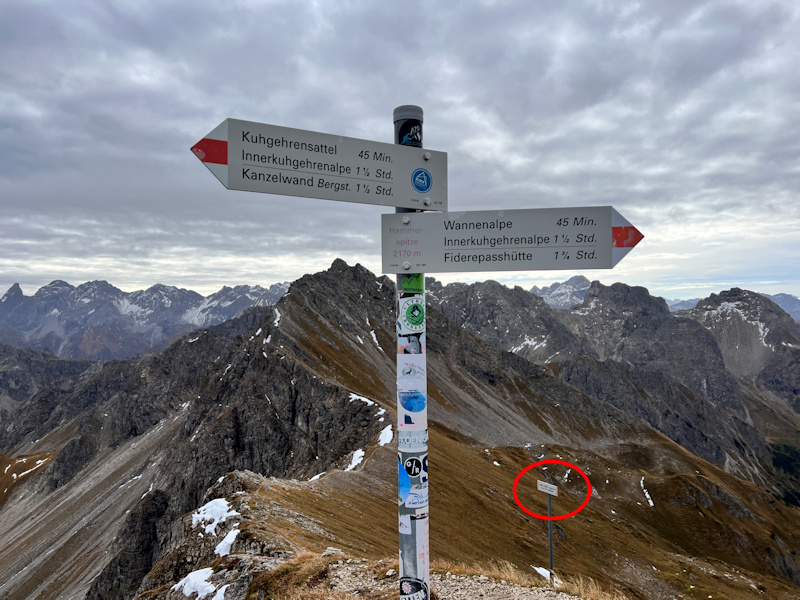 Blick zur Trettachspitze, Mädelegabel, Hochfrottspitze und Bockkarkopf