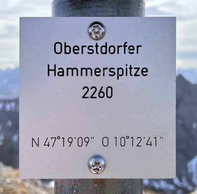 Schild Oberstdorfer Hammerspitze