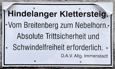 Schild Hindelanger Klettersteig