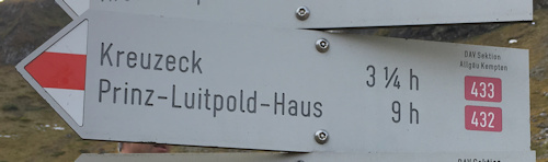 Wegweiser Prinz-Luitpold-Haus