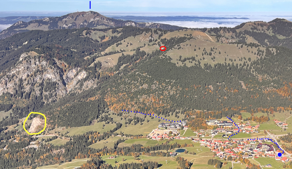 Blick vom Iseler auf die Tour Wanderung Hirsch-Alpe