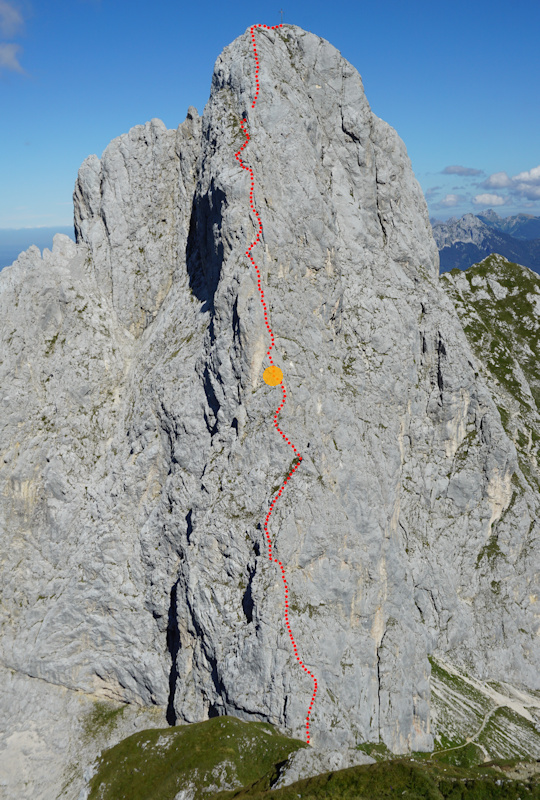 Der Gimpel Westgrat mit Routenverlauf