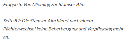 Update zur Stamser Alm