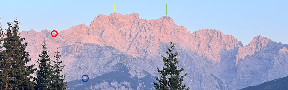 Abendlicht Meilerhütte, Königsschloss am Schachen, Dreitorspitze