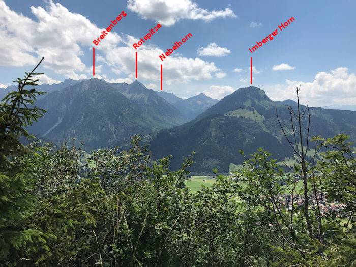 Blick vom Ausstieg Ostrachtaler Klettersteig Richtung Süden