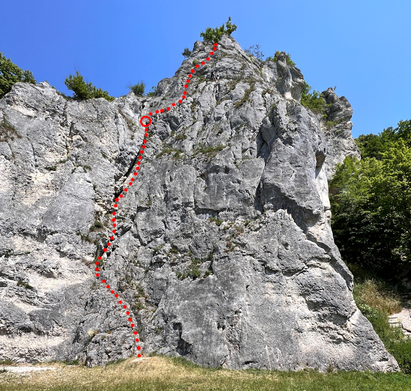 Route Adolf-Niklas-Gedächtnis-Weg mit zwei Seillängen am Aussichtsfelsen<