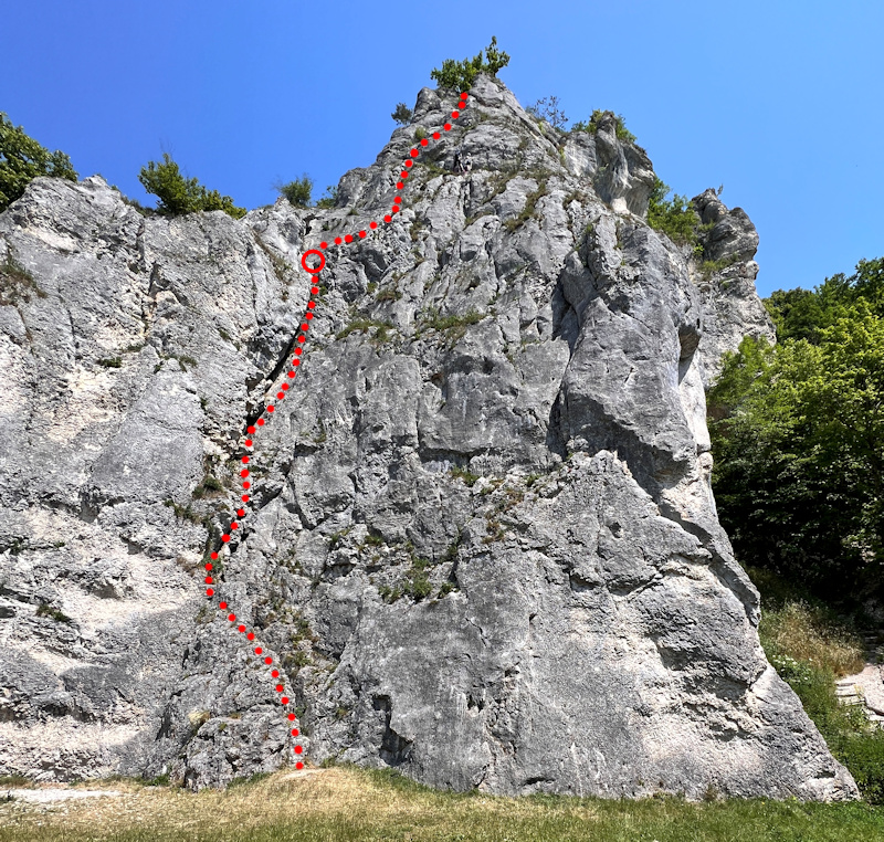 Route Adolf-Niklas-Gedächtnis-Weg mit zwei Seillängen am Aussichtsfelsen<