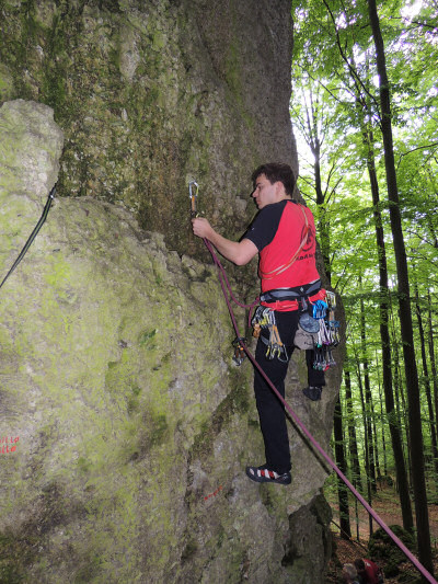 Leienfelser Pfeiler: Johannes in der Route Bohrspecht