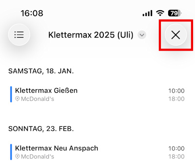 geöffnete ICS Datei in Dateien