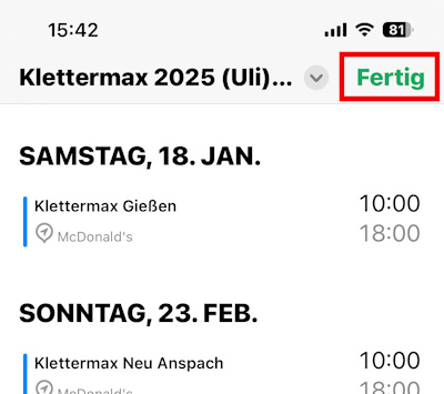 geöffnete ICS Datei in WhatsApp