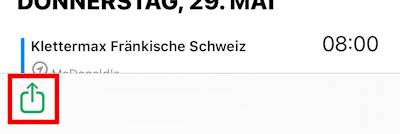 geöffnete ICS Datei in WhatsApp