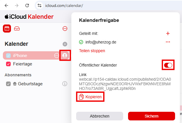 iCloudKalenderTeilen