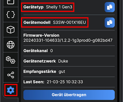 Shelly Gerätemodell
