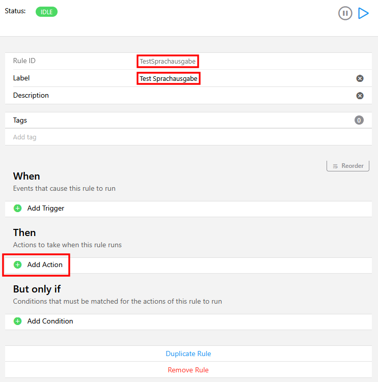 openHAB5 Rules Add Action