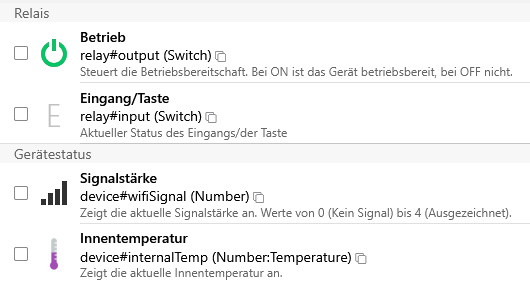 openHAB verfügbare ShellyPlus1 Channels