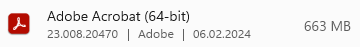 Speicherbedarf Adobe Acrobat Reader