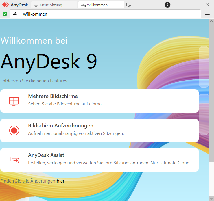 AnyDesk Willkommen-Fenster
