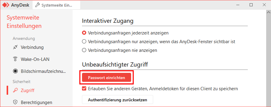 AnyDesk Startbildschirm
