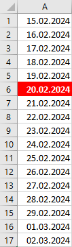 Excel aktuellen Tag hervorheben - nach der Formatierung