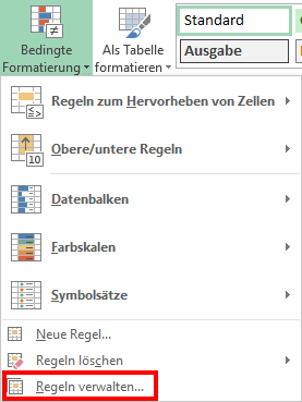 Excel Start - Bedingte Formatierung - Regeln verwalten