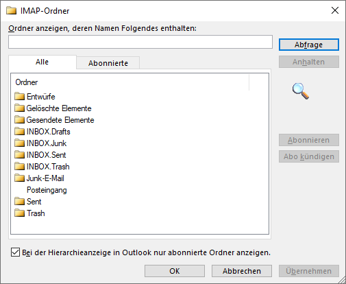 IMAP Postfach in Outlook und Thunderbird