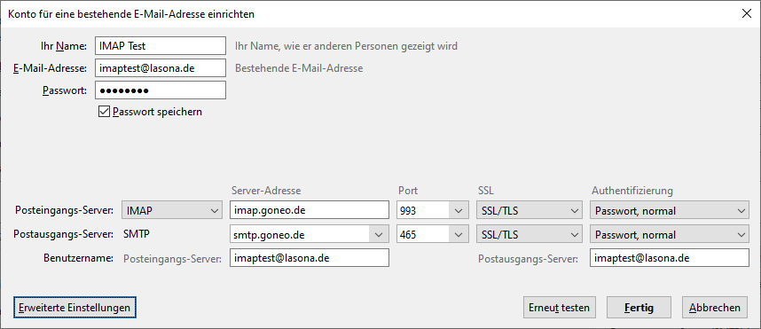 IMAP Postfach in Outlook und Thunderbird