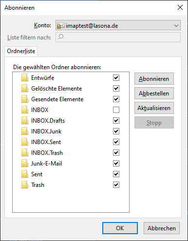 IMAP Postfach in Outlook und Thunderbird