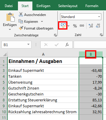 Excel Formatierung als Währung