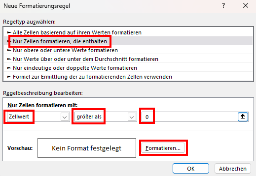 Excel Bedingte Formatierung