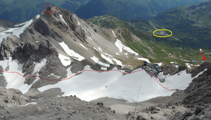 Bergstation Schindlergrat, Aufstieg zur Valluga, Bergstation Vallugagrat, St. Christoph, Ulmer Hütte