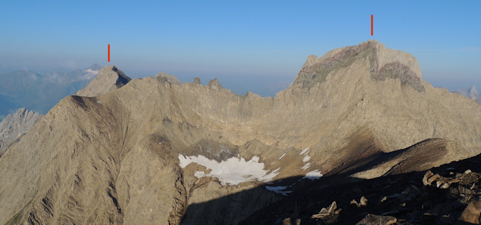 Dawinkopf und Parseier Spitze, dazwischen der Grinner Ferner