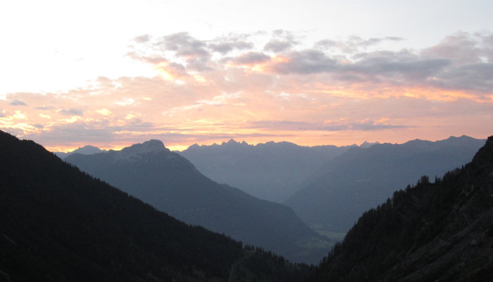 Morgenstimmung auf der Muttekopfhütte