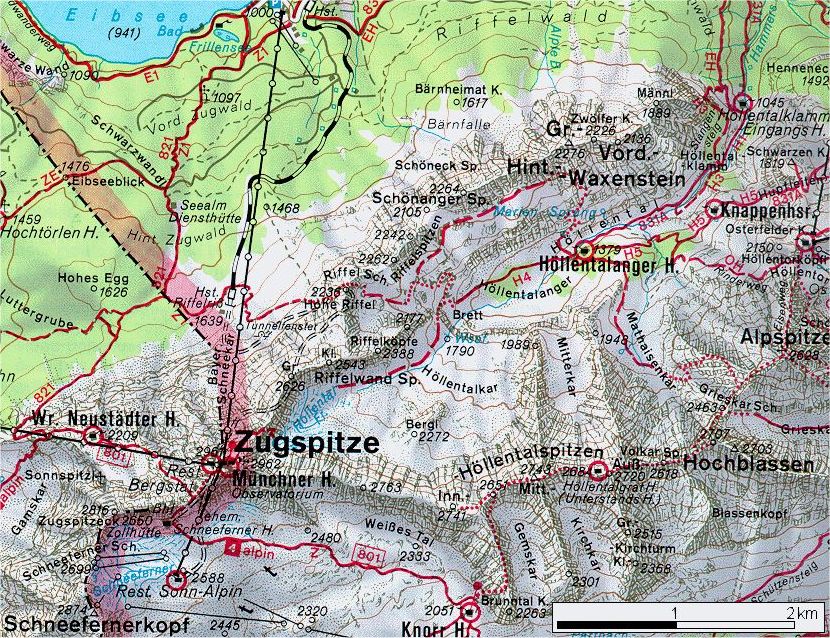 Karte Zugspitze