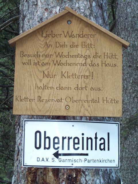 Wegweiser Oberreintal